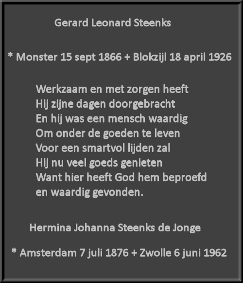 grafschrift Steenks - de Jonge -